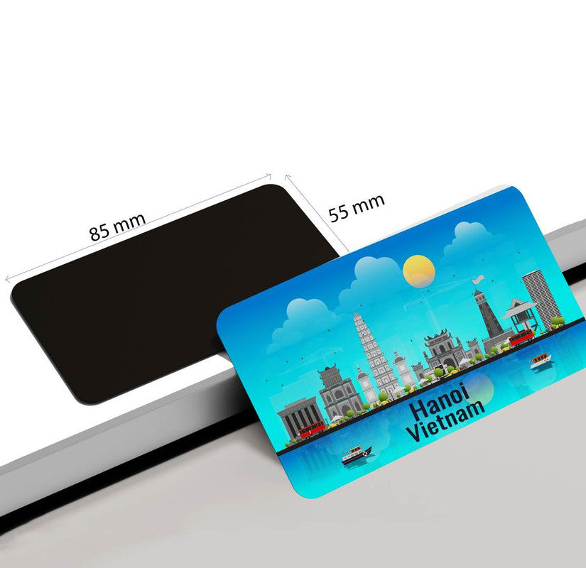 dhcrafts Rectangular Rubber Fridge Magnet / Magnetic Card Blue Vietnam Hanoi Design Pack of 1 (8.6cm x 5.4cm)